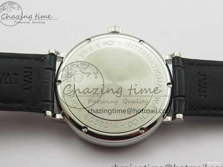 MIROTIME 0308 Vibrant Portofino IW459402 SS MKS 1:1 Best Edition White Dial on Black Leather Strap Miyota 7086